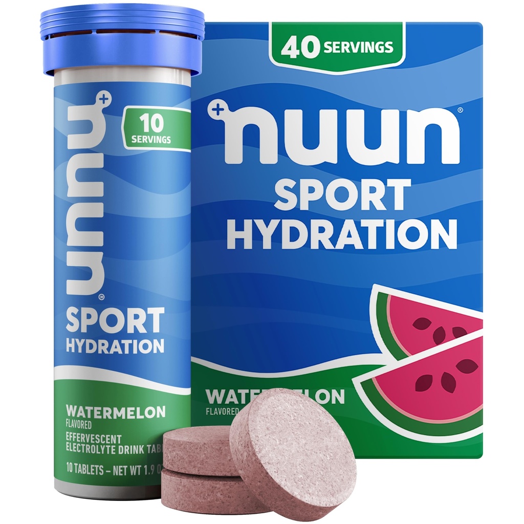 Nuun Sport Electrolyte Tablets z magnezu, Wapń, Potas, Chlorek i Sód, Gluten Free & Wegan, Arbuz, 4 Pack (40 Służenie ogółem)
