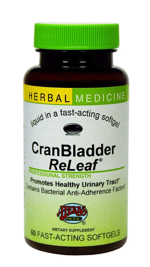 Herbs Etc. CranBladder Releaf Softgels - Bladder Health Support - Natural Supplement Formuła do pomocy zdrowia i komfortu moczu - Optymalne wsparcie moczu z żurawiny - 60 Softgels (60 Sług)