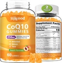 2 opakowania CoQ10 Gumiaki, Plus Omega-3, Witamina B3 i Cynk, Magnez, 5X Wysoka Wchłanianie Koenzym Q10 Suplementy, q10 dla Boost Cellular Energy, Potężny przeciwutleniacz & Mózg, Peach Flavor, 120 Cts