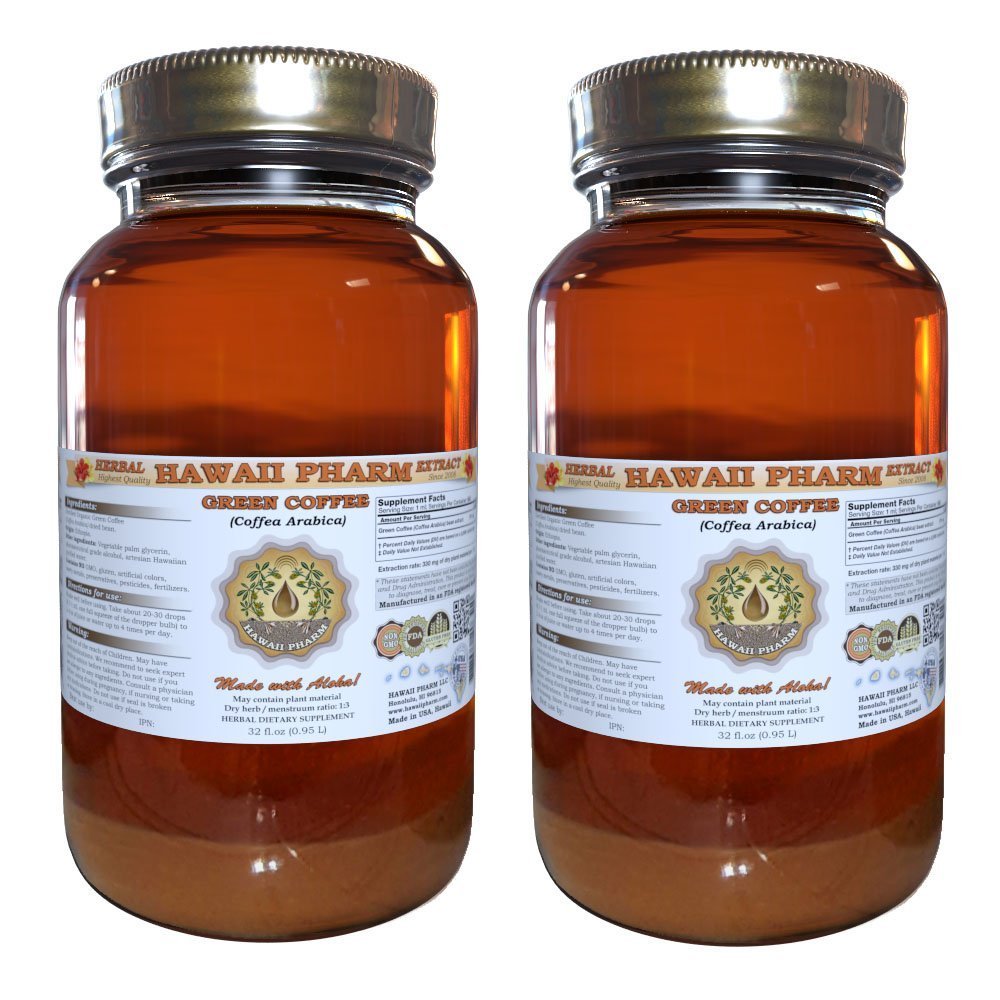Zielona kawa ciecz ekstrakt, Zielona kawa (kawa arabica) Fasola proszek suplement nalewka 2x32 oz niefiltrowane