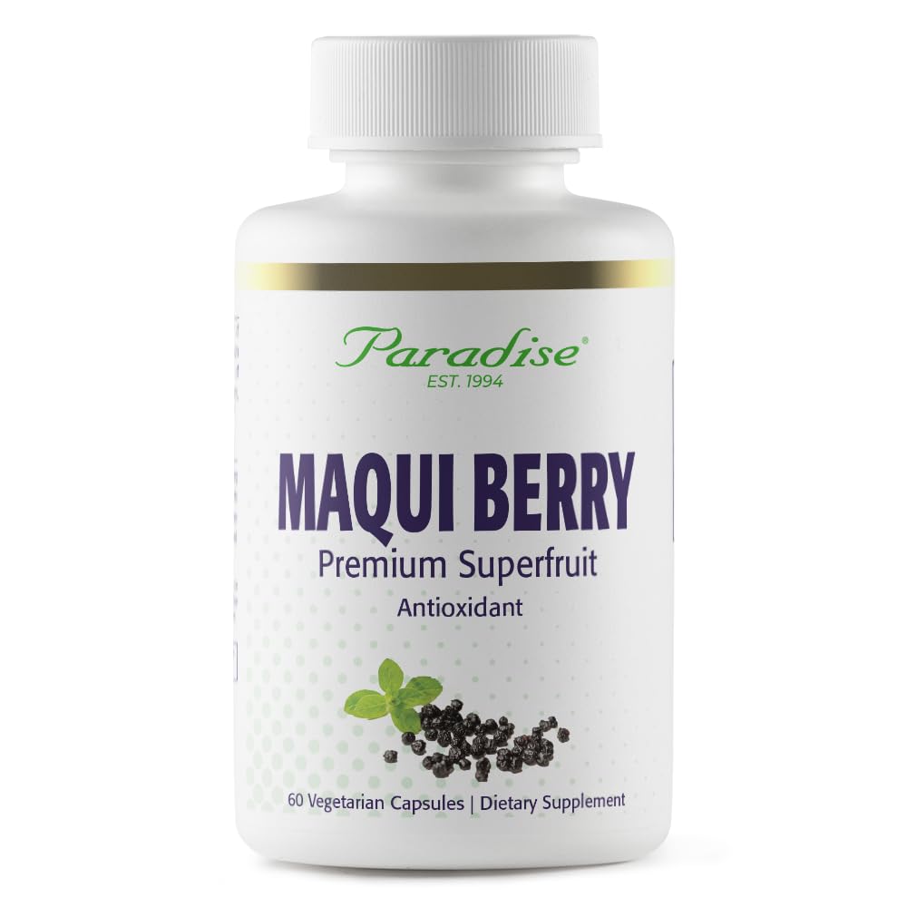 Paradise Herbs, Organic Maqui Berry Extract, 400 mg, Fresh, Freeze- Suszony koncentrat dla najwyższej mocy, Non-GMO, Wegan, 60 Kapsułki