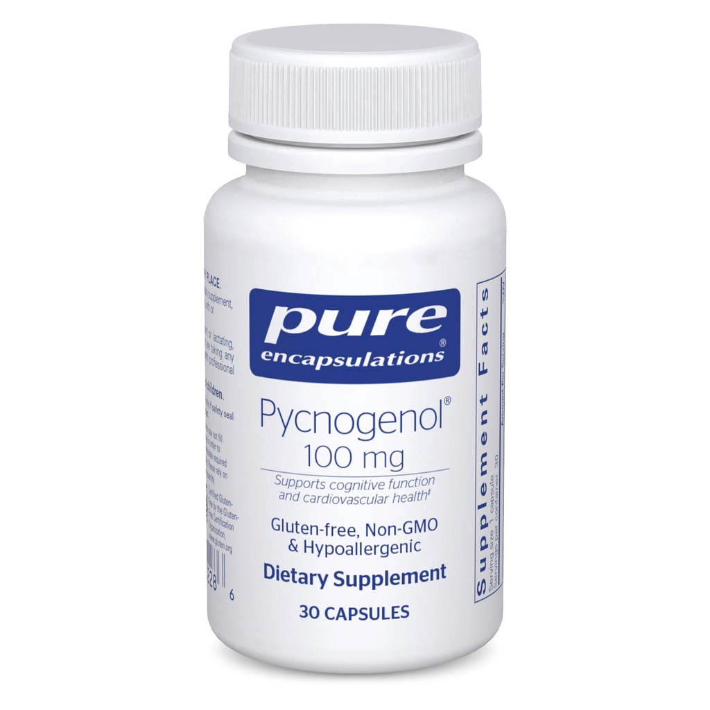 Pure Encapsulations Pycnogenol 100 mg España 124; Hypoalergenne Suplement do Promocji Zdrowia naczyniowego i zapewnienia wsparcia przeciwutleniacza 124; 30 Kapsułki