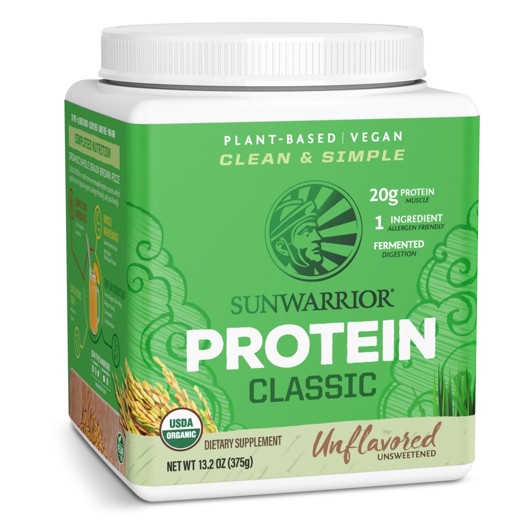 Proszek z brązowego białka ryżowego z Bcaa & Amino Acids Surowy białko ryżowe Shake Gluten wolny niski węglowodór mleczny wolny 124; Roślina oparta Classic rozpylony brązowy ryż w proszku Naturalny 375g przez Sunwarrior