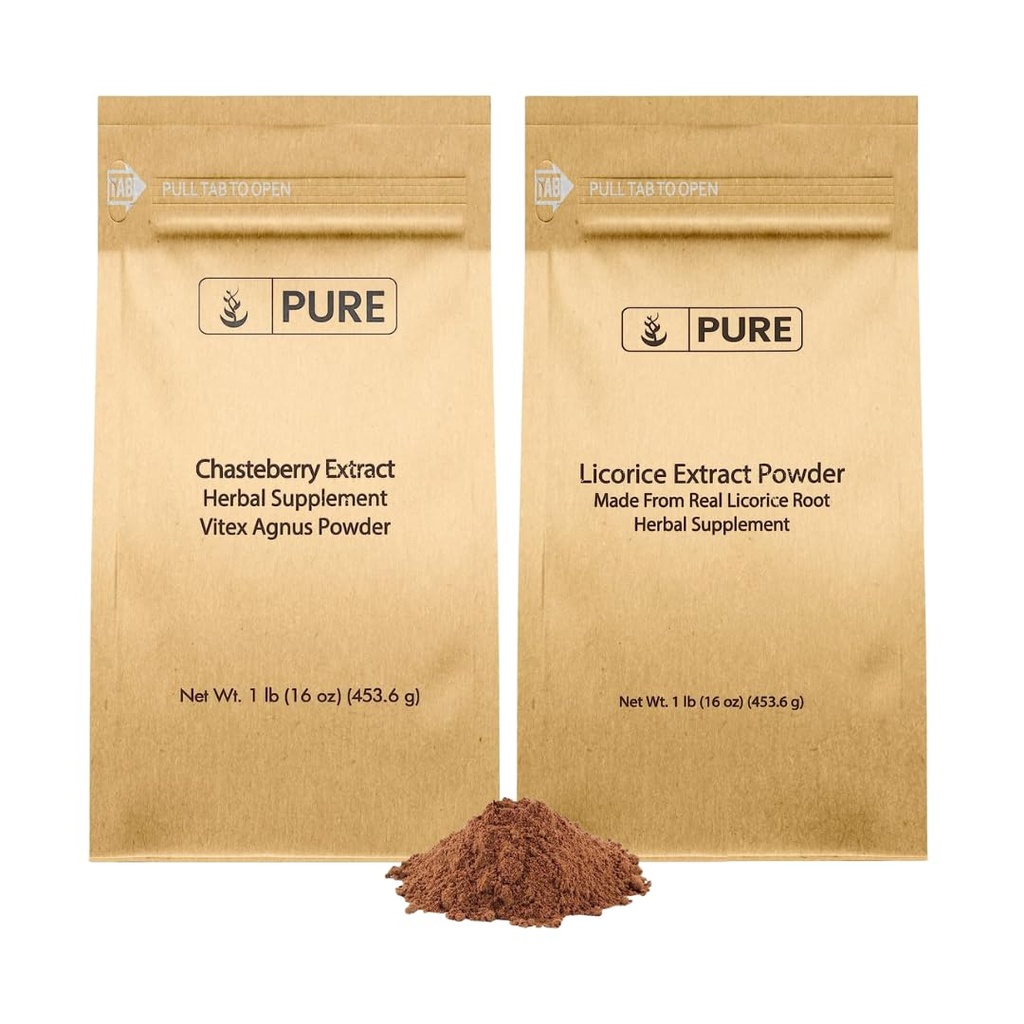 Ekstrakt Chasteberry i ekstrakt Licorice, 1 lb każdy, Nie-GMO, Gluten Free Supplements