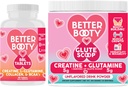Angry Supplements Better Booty Women 's Creatine Combo: BBL Tablets (90ct) w. Kreatyna, Glutamina, BCAA' s, Collagen + Glute Scoop Creatine & Glutamina Unflavored Drink Mix