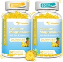 Wysoka absorpcja Gummeje wapnia, Gummeje bez cukru Gummeje magnezu wapnia z witaminą D3 dla mężczyzn i kobiet, Flavor ananasowy 120 Cts