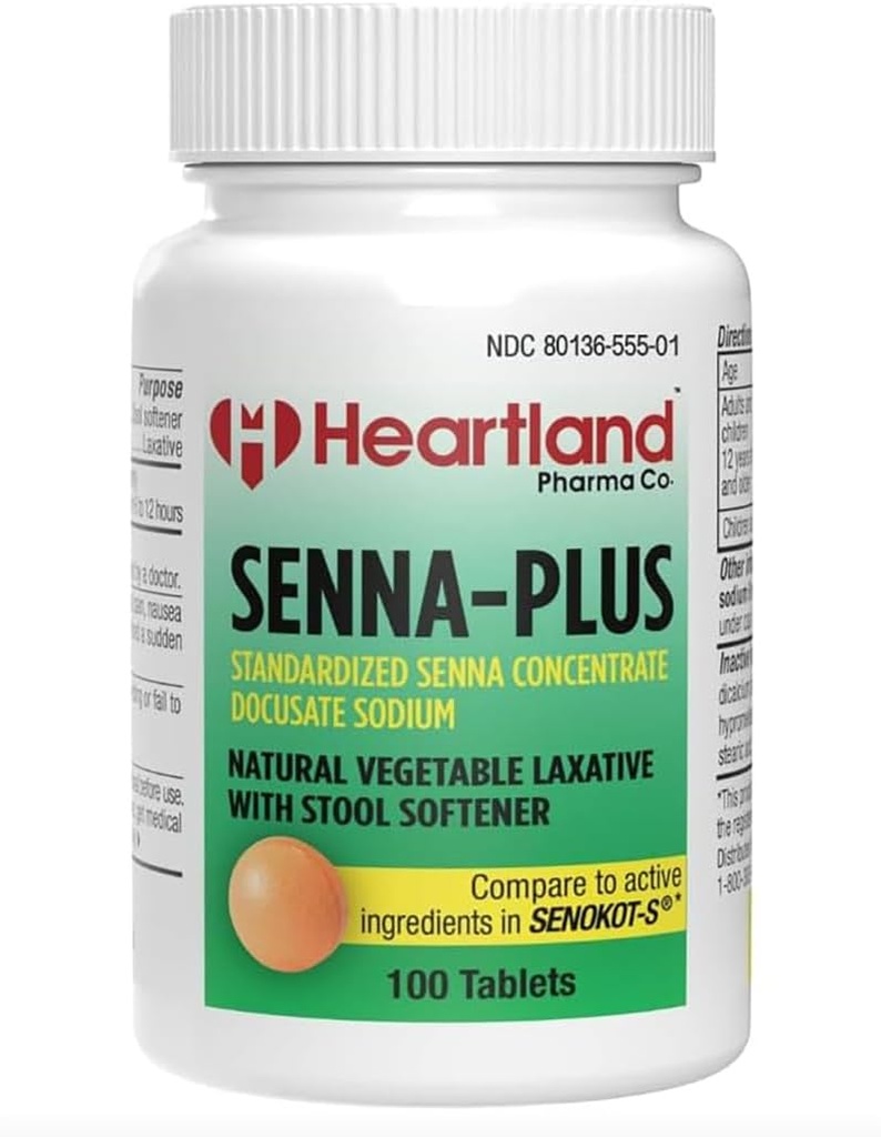 Senna- Plus Natural roślinność Sennoside Laxative 124; Docusate Sodu Stool Softener Tablets Zaparcia Relief 124; 100 Tabletki 124; 2 Opakowanie