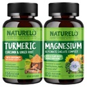 NATURELO Kurkumina Tumeryczna, Wspólne wsparcie na bazie roślin, Glicynian magnezu, 200 mg Magnezu - Bez glutenu, Nie GMO - 120 Kapsułki