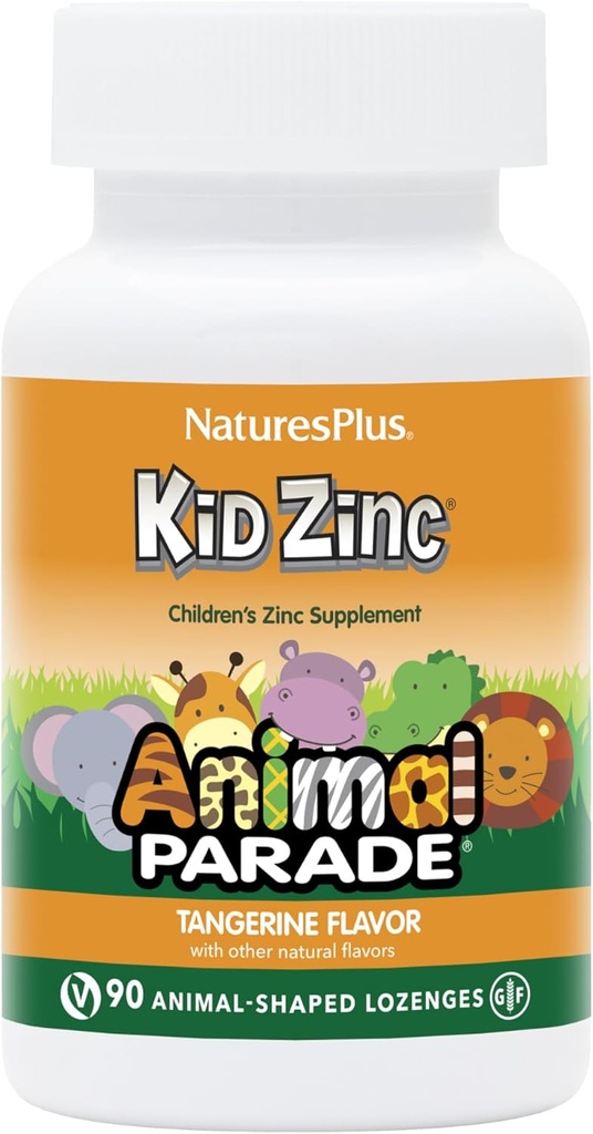 NaturesPlus Animal Parade KidZinc, Tangerine Flavor - 90 Animal- Shaped Lozenges, Pack of 3 - Organicznie Chelated Cynk - Wegan, Gluten Free - 270 Wszystkich Sług