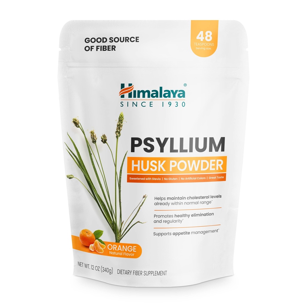Himalaya Pzyllium proszek Husk, Pomarańczowy, 48 Słupki - Codzienne Fiber Suplement do Wspierania Żywienia Zdrowia i Regularności - Wegan, Non-GMO, Cukier wolny, Gluten wolny, 12 oz (340 g)
