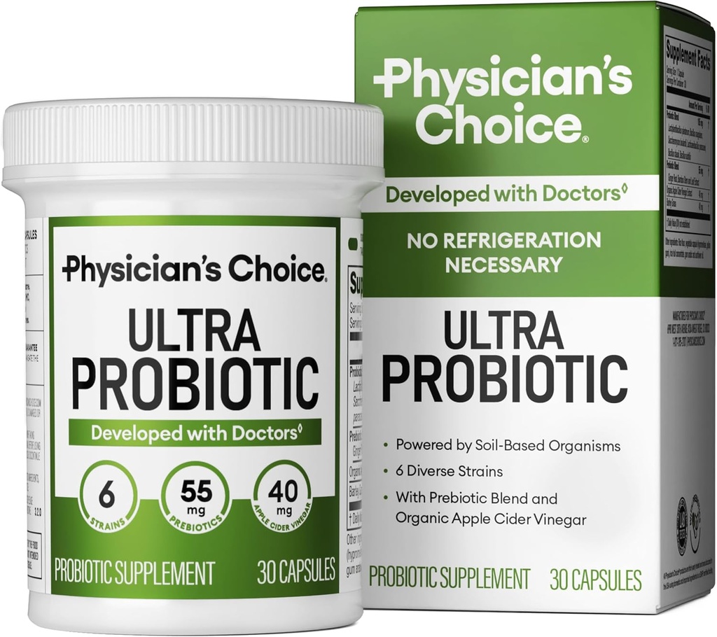 Ultra Probiotic - 60B SBO Probiotic - 6 Szczepów - Gleba oparta - Zaawansowani Użytkownicy Probiotyki - Probiotyki dla Kobiet i Mężczyzn - Zdrowie trawienne - Wspiera sporadyczne zaparcia, gaz i wzdęcia
