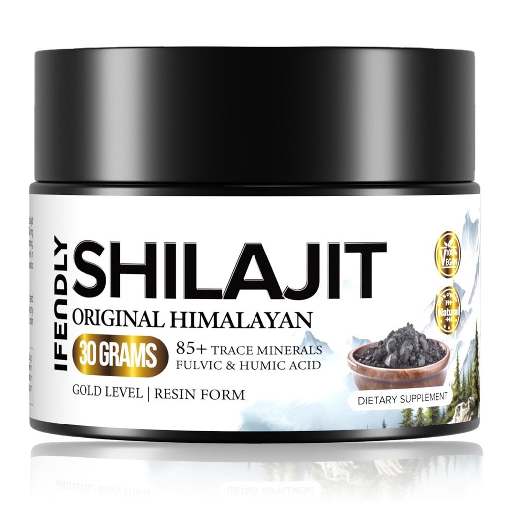 Shilajit Resin, Shilajit for Men & Women, Shilajit Pure Himalayan Organic - 600mg Pottency Gold Grade, z 85 + Minerały śladowe, Fulvic & Humic Acid, dla Staminy, Immunitet & Siła, 50 Sług (30g)