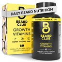 Klub Beard - Biotin Beard Growth Vitamin - Wsparcie Grubsze pełniejsze Beard, Wypełnij łaty - Minerały i Multi- Witaminy Pomoc Wsparcie i Stymulować Zdrowy wzrost włosów twarzy