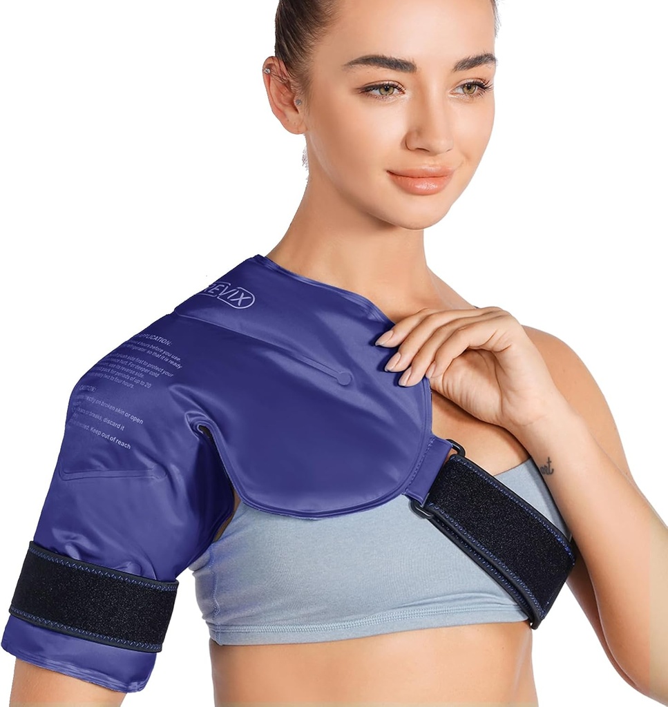 REVIX Shoulder Ice Pack Rotator Cuff Cold Therapy, Ice Packs for Urazy żel wielokrotnego użytku dla Shoulders Relief Pain, Bursitis i obrzęk, Cold Compress Shoulder Ice Wrap