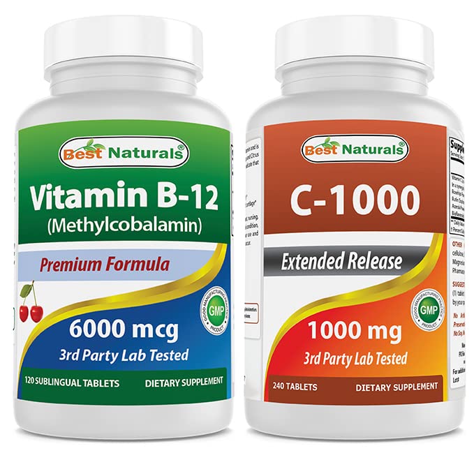 Best Naturals Vitamin B12 6000 mcg & Vitamin C 1000 mg