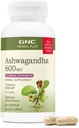 GNC Herbal Plus Ashwagandha 600mg Suplement, Siła kliniczna, Wegetarianin, Stress Relief Support, 30 Służenia