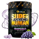 ALPHA LION Superhuman Extreme High Stim Pre Workout Powder, Beta Alanine, L- Tauryne & 356mg TriSource Cafeline for Trwała Energia, tlenek azotu i cytrulina dla pompy (21 Servings, Grape Flavor)