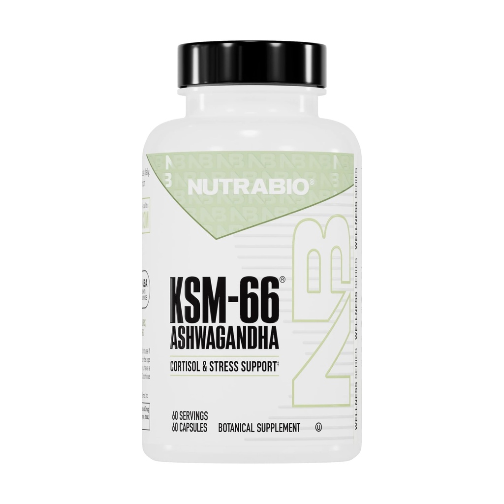 NutraBio Ashwagandha KSM- 66 XI- 124; Ashwagandha Herbal Supplement for Stress, Mood, & Performance XI- 124; 600 MG of Clinically Studied KSM66 60 Capsules