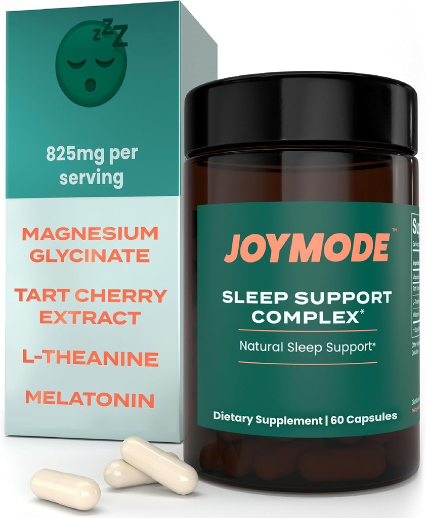 JOYMODE Sleep Aid Supplement for Adult (60 ct) with L Theanine, Melatonin & 125mg Magnezu Glycinate, 500mg Tart Cherry Extract from CherryPURE for Sleep Support