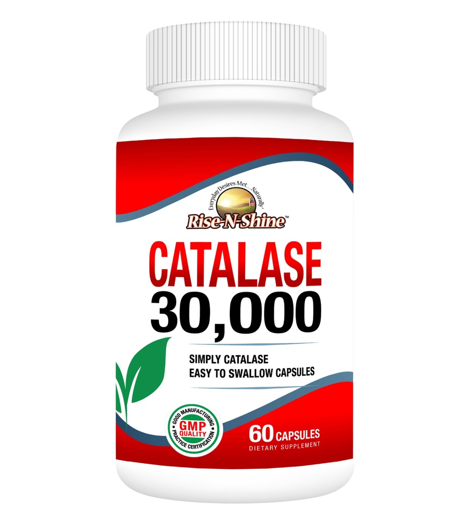 Rise- N- Shine Catalase Supplement 30.000 - Potężny Enzym Przeciwutleniacz na Włosy Health Support - Supplements Hair for Strong Hair - 60 Kapsułek (30- Day Supply)