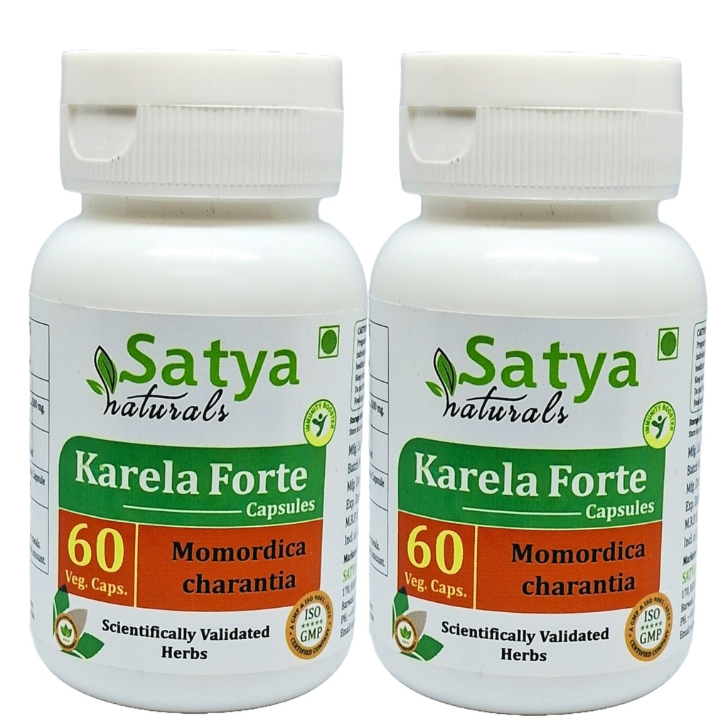 Bitter Melon Forte kapsułki 500 mg. 60 Veg. Kapsułka 124; Karela (Momordica Charantia) Wyciąg Kapsułki dla mężczyzn i kobiet 124; Ayurvedic Herbal Supplement / Remedies 124; 10: 1 Forte (2 Butelki 60 Kapsułek)