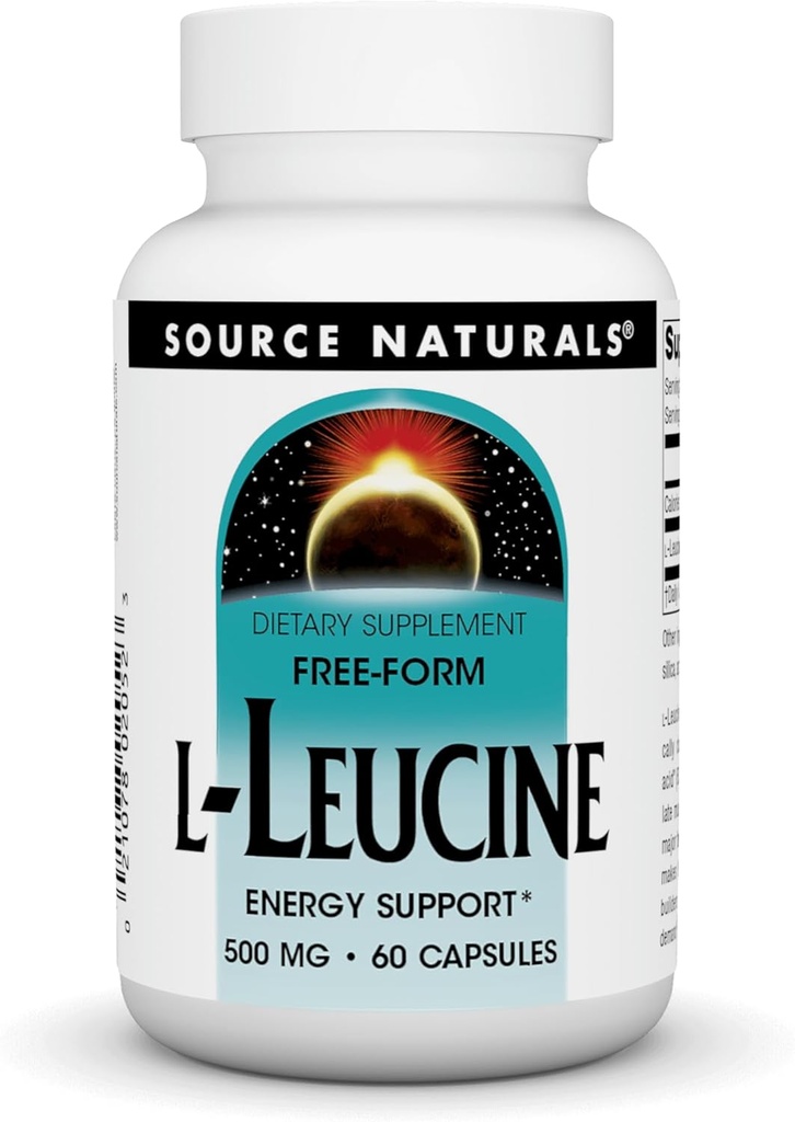 Źródło Naturals L- Leucine A Free Form Essential Amino Acid Supplement for Energy Support - 60 kapsułki
