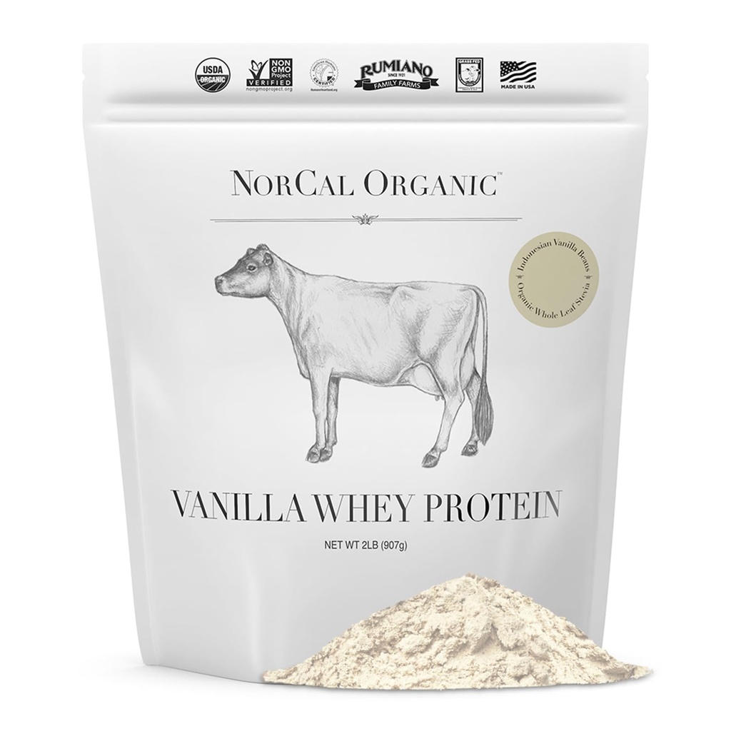 NorCal Organic Vanilla Serwatka Protein - 2lbs Xion124; Grass- Fed, Single- Pochodzenie Vanilla Xion124; Certified Non-GMO & American Human from California Farms