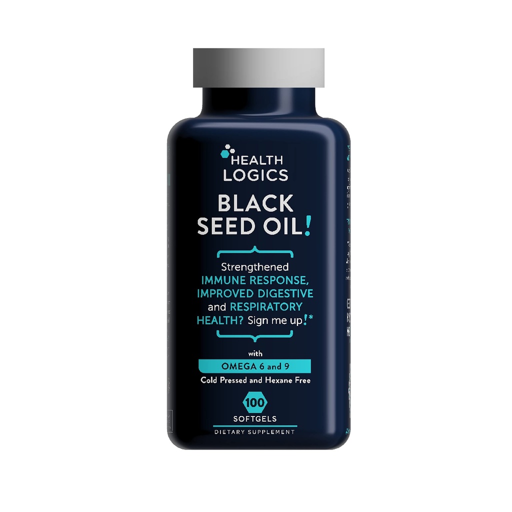 Health Logics Black Seed Oil, Cold Pressed, bogate źródło Omega 6 & 9 Esential Fatty Acids, z Nigella Sativa (100 miękkie kapsułki żelowe)