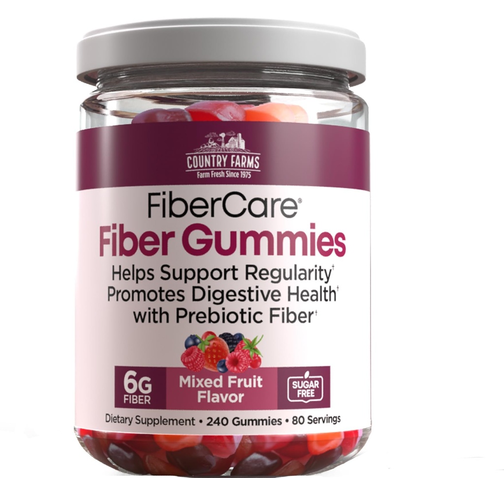 Country- Farm Fiber Care Gummies inc124; Help Supports Regularność 124; Promote Digestive Health incognition 124; with Prebiotic Incognition 124; Mixed Fruit Flavor incognition 124; 6g per Fiber Incognition 124; (240 Gummies) incognition 124; 80 Days Supplies