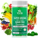 Sugar- Free Real Organic Fruits, Super Zielonych i warzyw Gummies Żywotne & Zdrowe Zielone, Owoce i Warzywa dla poprawy odporności, Zdrowie skóry & Energy Boost 124; 60 Wegańskie Gummies