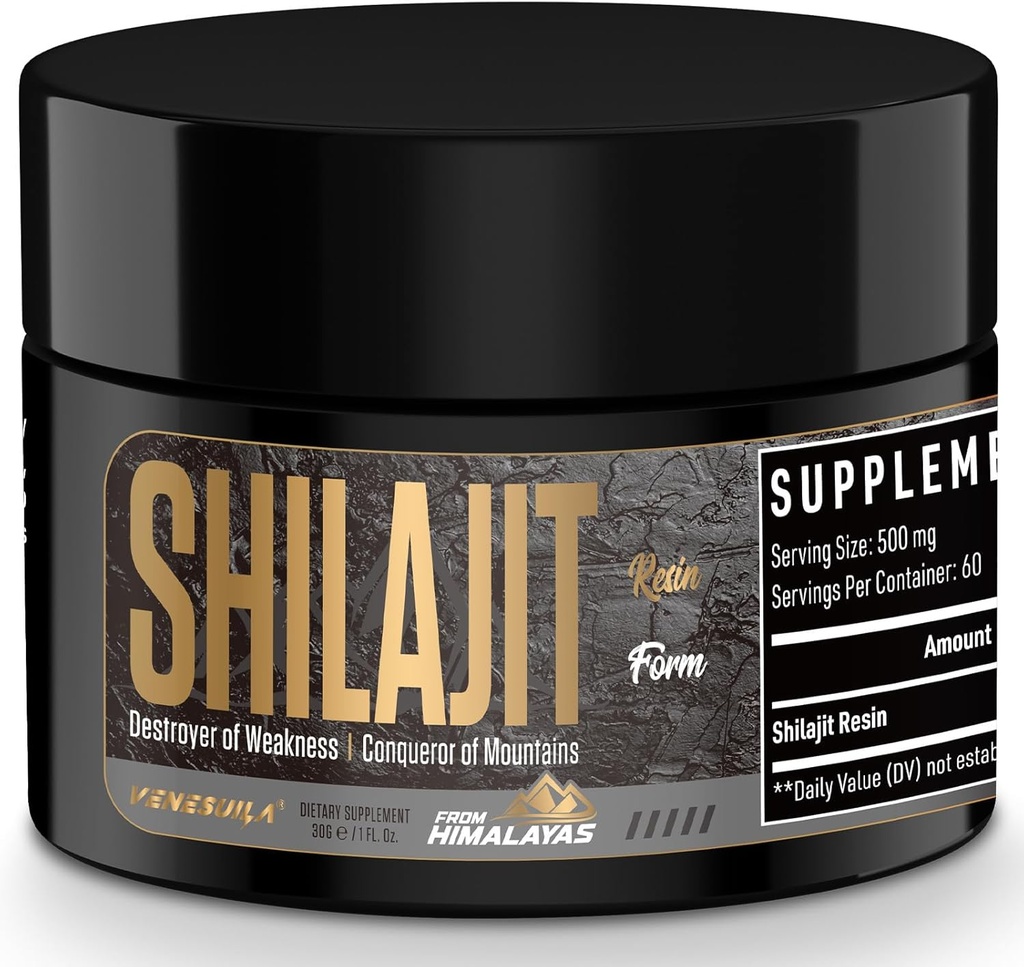 Shilajit Resin - Organic Shilajit Resin Trzeciej Strony Tested Rich w 85 + Ślad Minerałów, Gold Grade Himalayan Pure Shiljait for Energy (1 Fl Oz (Opakowanie 1))