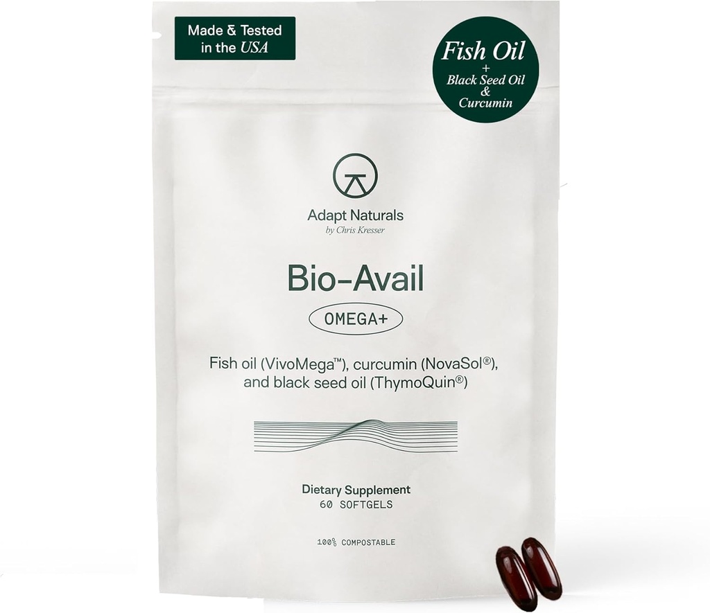 Dostosowanie Naturals Omega 3 Fish Oil Supplement with Bioavailable Curcumin & Black Seed, 1500mg Fish Oil EPA DHA Omega 3 Fatty Acids to Support Joints, Muskles & Heart Equipment 124; Unflavored - 30 Days Supply