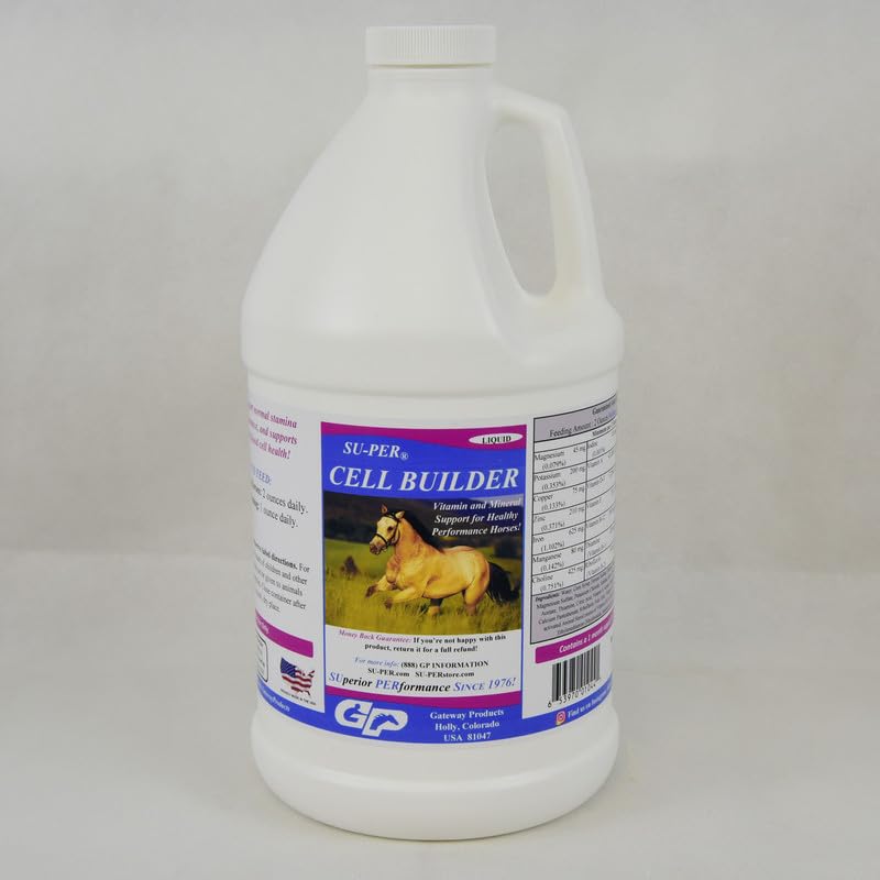 SU- PER Cell Builder Horse Supplement - Wysoka Żelazna Witamina Mineral Equine Blood Builder Liquid for Performance Horses - 1 / 2 Gallon