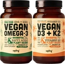 Wegańska witamina Omega 3 & Wegańska Suplement Witamina D3 + K2 - Acydy tłuszczowe DHA & EPA, 4000 j.m. Witamina D3 i 100µg Witamina K2 jako Mk7