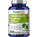 NusaPure Chromium Pikolinate 1000mcg 240 Kapsułki wegetariańskie (Non-GMO, Vegan)