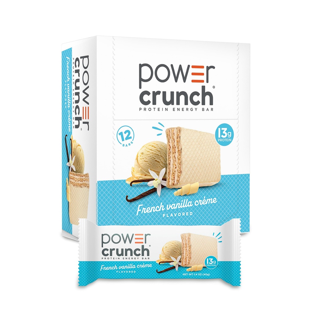 Power Crunch Protein Bary Wafer, Wysokie proteiny przekąski z pysznym smakiem, francuskie Vanilla Creme, 1.4 unce (12 Hrabia)