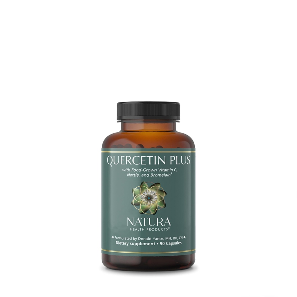 Produkty Natura Health Supplement Quercetin Plus - Moduluje zdrową odpowiedź immunologiczną i histaminową - Oferuje bromelainę, witaminę C, Nettle Leaf i Quercetin (90 kapsułek)