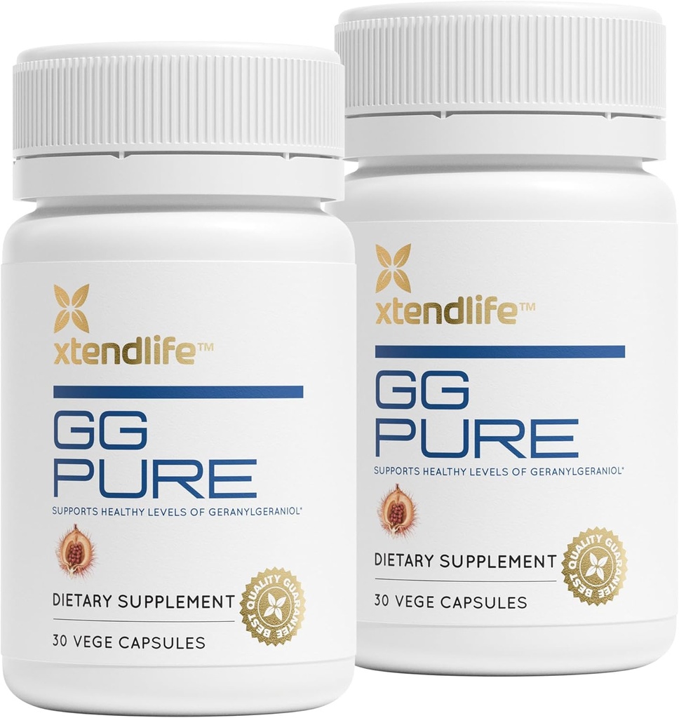 Xtendlife GG Pure Geranylgeraniol for CoQ10, Bone, Muscle & Heart Support - 150mg GG Gold from Annatto Seeds - Idealny dla użytkowników Statin - 2 Month Supply (Opakowanie 2)