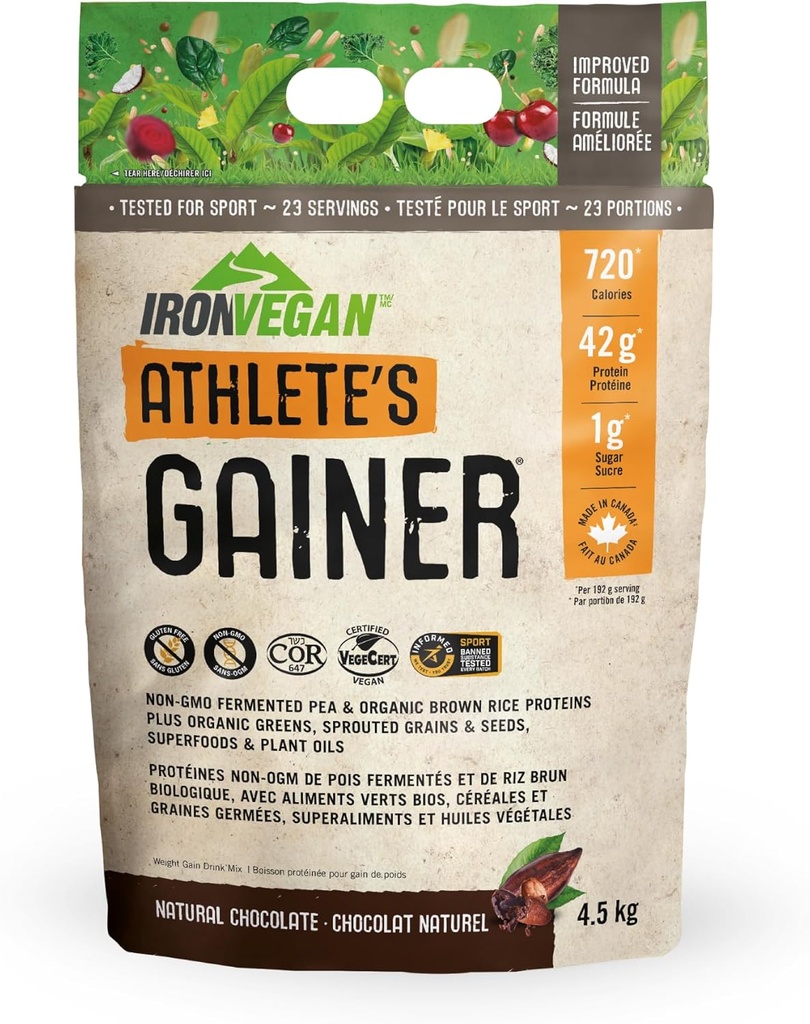 Żelazny Wegan Athlete Gainer - naturalna czekolada 4,5 kg