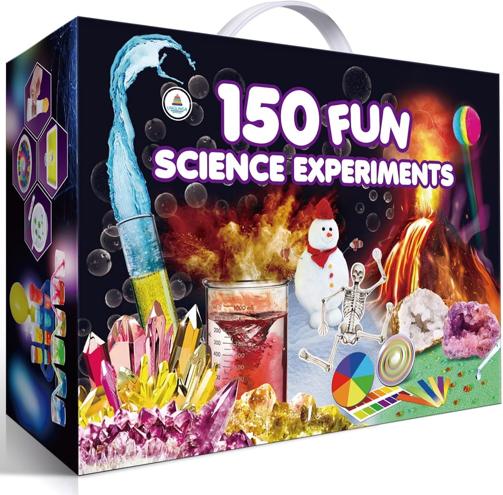 UNGLINGA 150 Experiments Science Zestawy dla dzieci chłopców, S.T.E.M Kit zabawki prezenty pomysły urodziny Boże Narodzenie, Chemia Break Geodes, Volcano, Fizyka Edukacyjny Projekt Działania