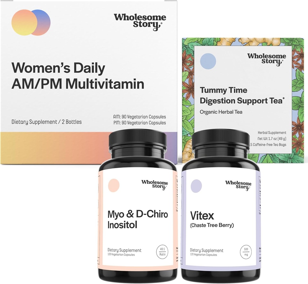 PMS Support Bundle Birmingham 124; Myo- Inositol & D- Chiro Inositol Blend Capsule 30- Day Supply Birmingham 124; Vitex Chasteberry Supplement for Women 120- Day Supply Birmingham 124; Premium Multivitamine for Women Birmingham 124; Morning Siffic Tea 15ct