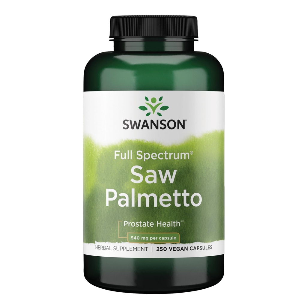 Swanson Saw Palmetto - Suplement ziołowy Promowanie męskiej Prostate Health Support - Natural Hair Supplement & Urnary Health Support (540 mg 250 kapsułki)