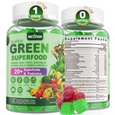 Super Zieloni Gummies, Zieloni Superfood Powder Alternatywa w / Spirulina, Chlorella, Fiber prebiotyczny, Probiotyczne, Owoce Veggie, Codziennie Zielone Warzywa dla Digestive & Gut Health, Immunitet, Focus, 60 Cts
