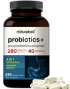 Probiotyk 200 Miliard CFU - 40 Szczepów na Podawanie 124; 240 Kapsułki wegetariańskie z Prebiotykami i Probiotykami dla Zdrowia Żywieniowego - Gut Health & Bloating Support