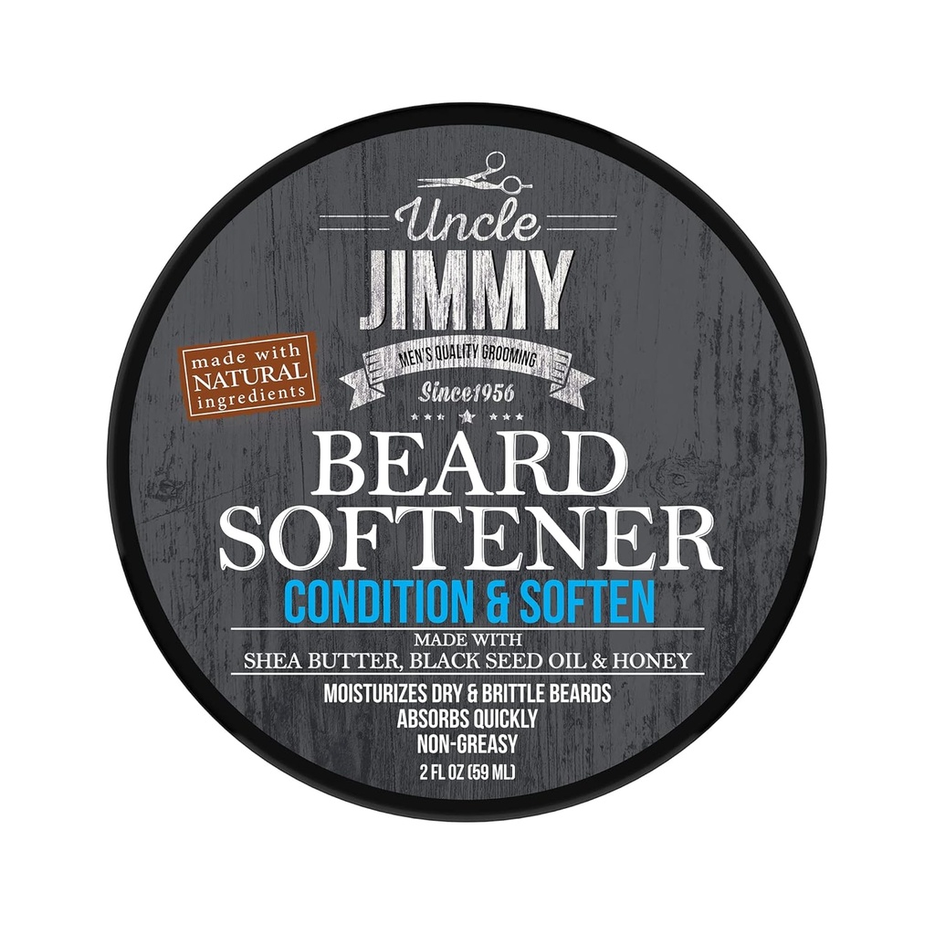 Wujek Jimmy Beard Softener, Balsam dla mężczyzn 124; Hydrates, Smooths, Dodaje Shine & Tames Flyaway włosy 124; Made With Shea Butter, Honey 2 Fl Oz