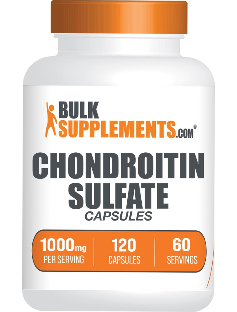 BulkSupplements.com Chondroitin kapsułki siarczanowe - Suplement odżywczy, Chondroitin siarczan 1000 mg - Gluten Free, 2 kapsułki na serwowanie, 120 Ilość (opakowanie po 1)