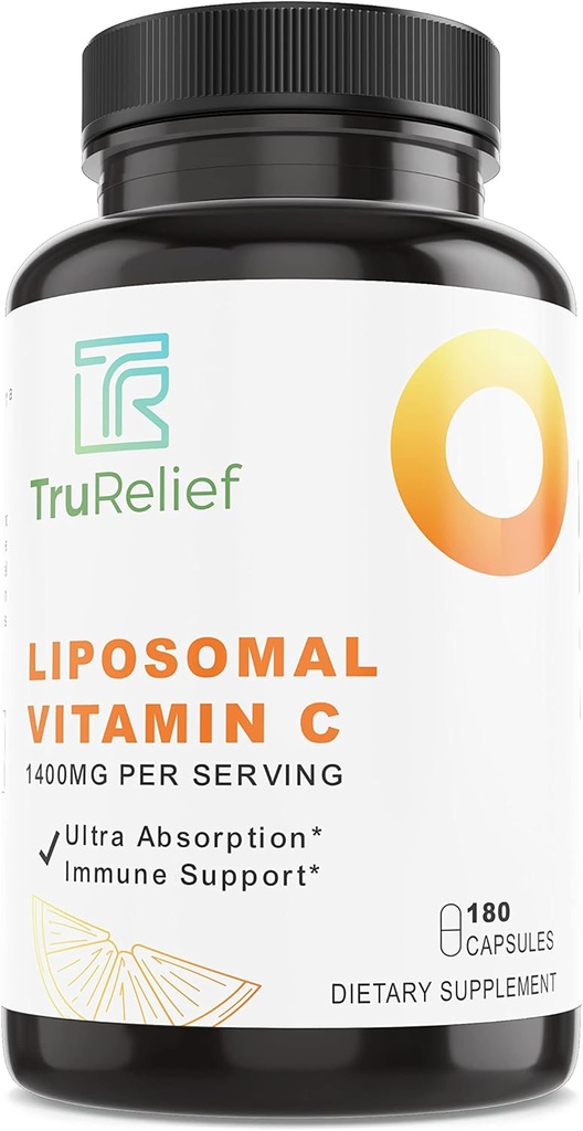 Liposomal VIT C - Wsparcie immunologiczne w / Ultra- Wchłanianie. 180 kapsli na butelkę. Moc 1400mg liposomalnej dawki VIT C.