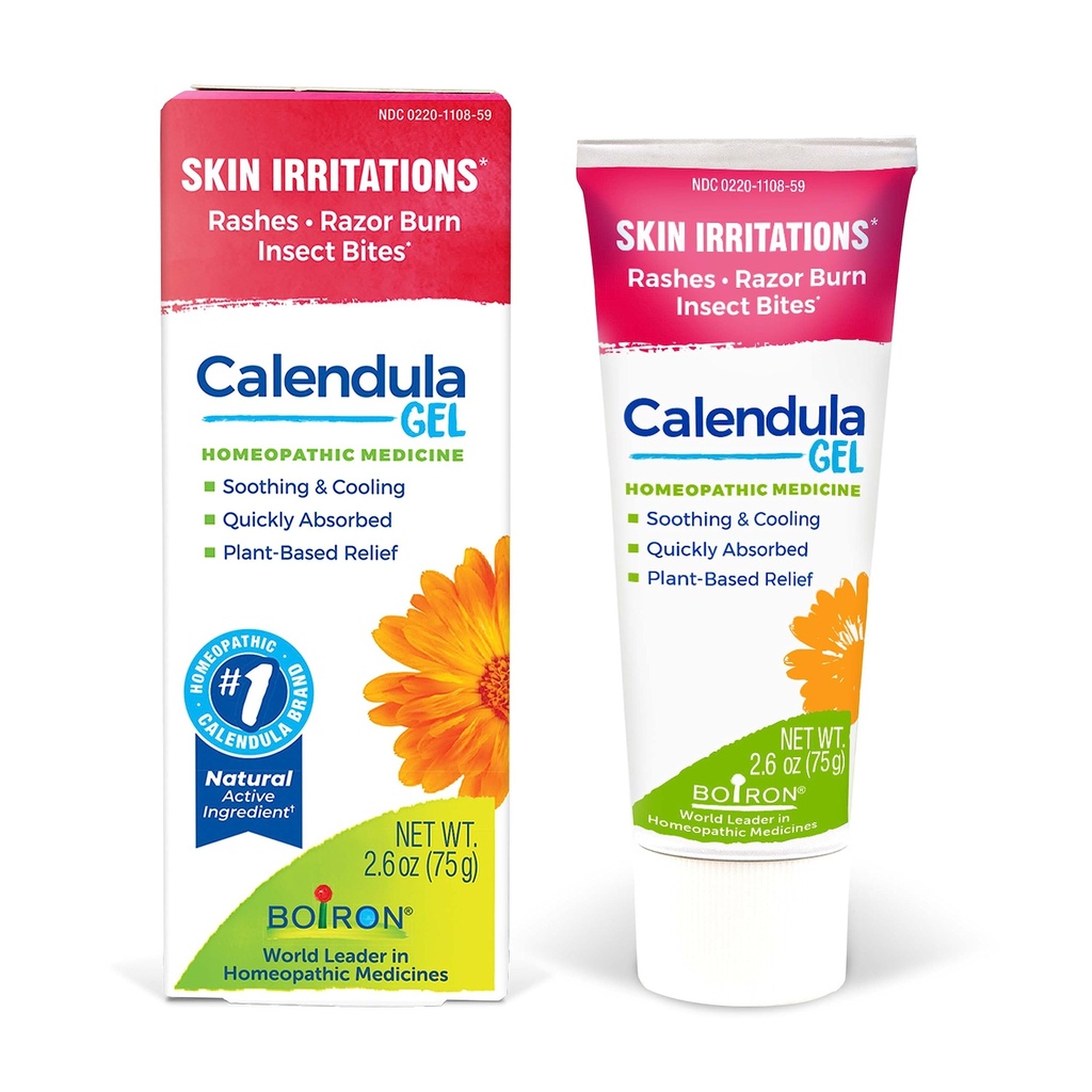 Boiron Calendula Gel Relief od wysypki, podrażnienia skóry, oparzenia Razor lub ugryzienia owadów - Non- Greasy i Fragrance- Free - 2.6oz