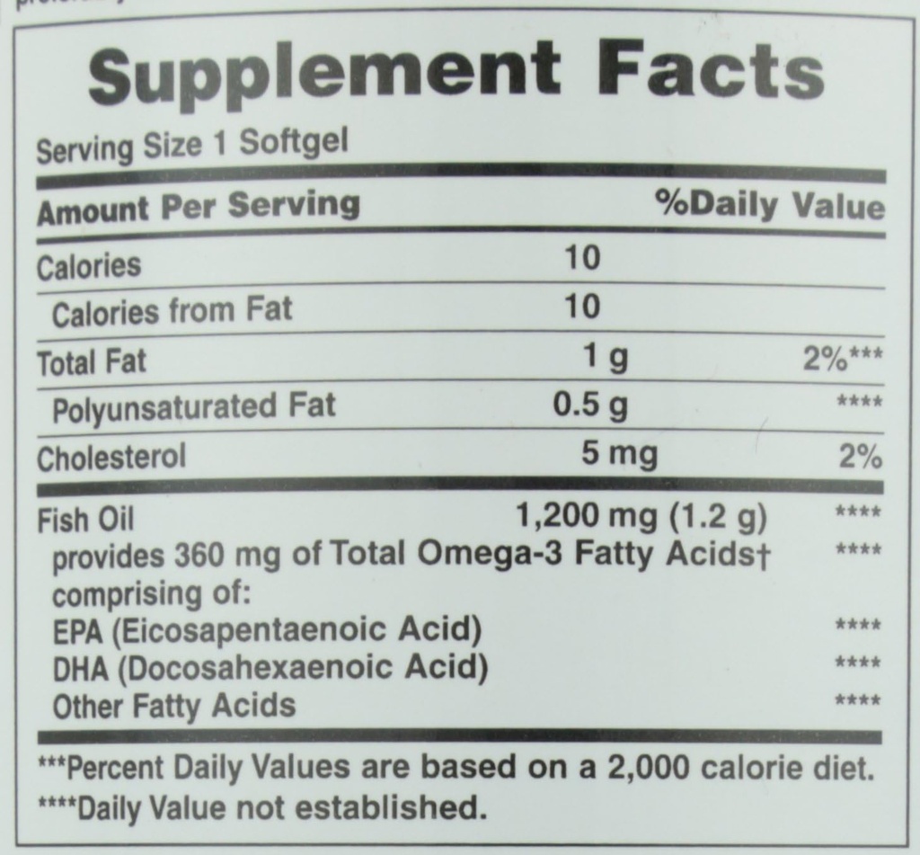 Nature 's Bounty Fish Oil, Wspiera zdrowie serca, 1200 Mg, Szybkie uwalnianie Softgels, 200 Ct (Opakowanie 2)