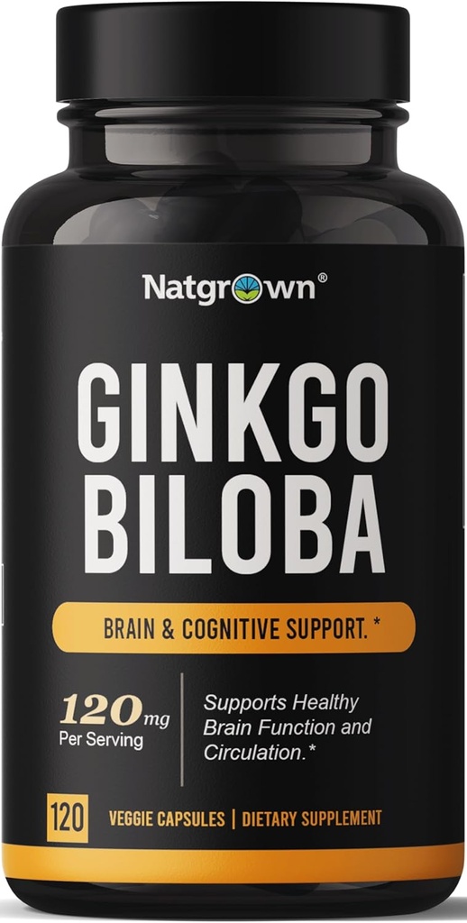 Natgrow Ginkgo Biloba 120mg - Extra Siła Ginkgo Biloba Extract kapsułki - 120 Count